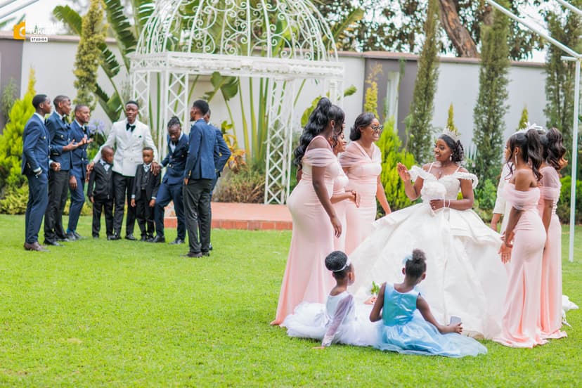 Wedding ceremony with bridal party